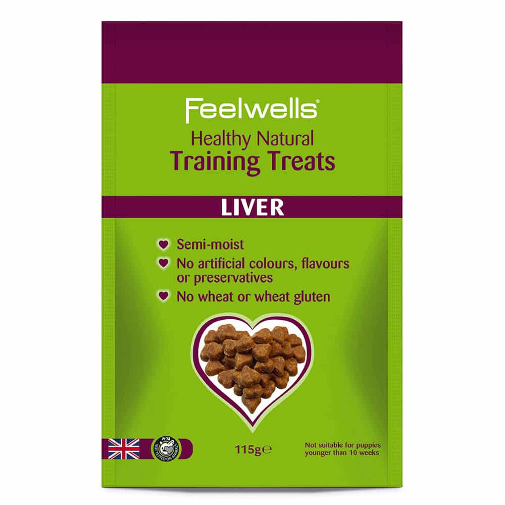 Feelwells Healthy, Natural Training Treats are a semi-moist, heart shaped treat