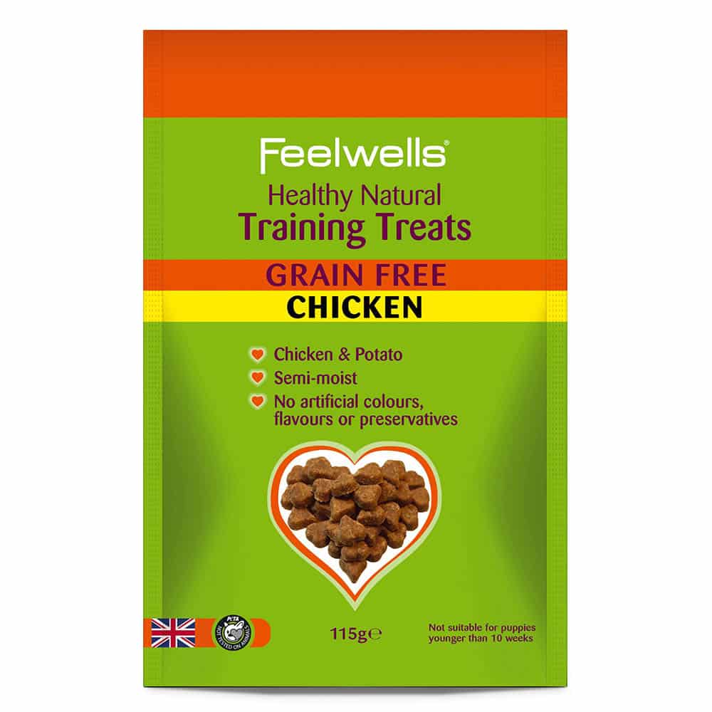 Feelwells Healthy, Natural Training Treats are a semi-moist, heart shaped treat